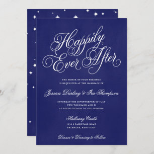 Happily Ever After Wedding Invitation Royal Blue