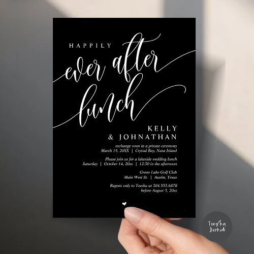 Happily Ever After Wedding Lunch Classy Black Invitation