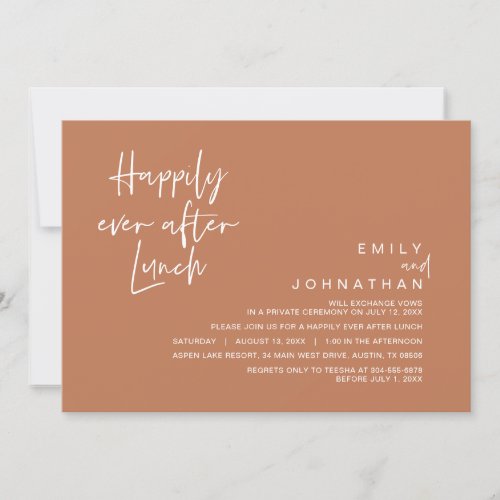 Happily Ever After Wedding Lunch Copper Brown Invitation