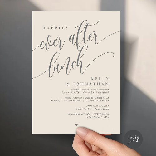 Happily Ever After Wedding Lunch Dark Grey Cream Invitation