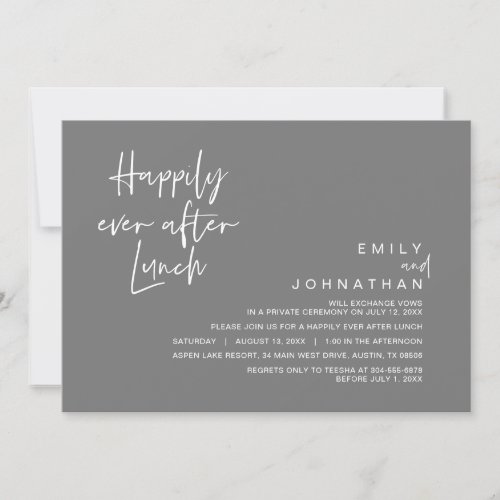 Happily Ever After Wedding Lunch Dark Grey Invitation