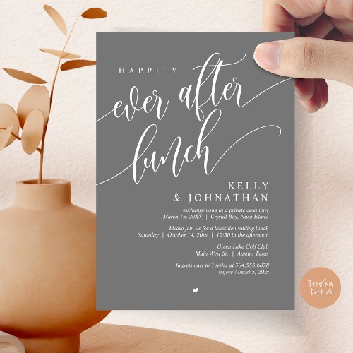 Happily Ever After Wedding Lunch Dark Grey Invitation