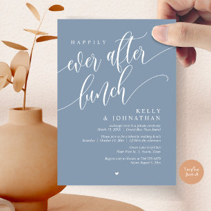 Happily Ever After Wedding Lunch, Dusty Blue Invitation