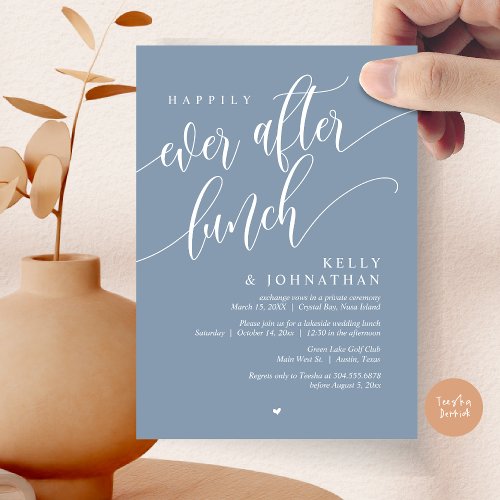 Happily Ever After Wedding Lunch Dusty Blue Invitation