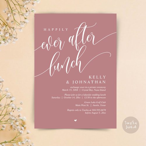 Happily Ever After Wedding Lunch Dusty Rose Pink Invitation