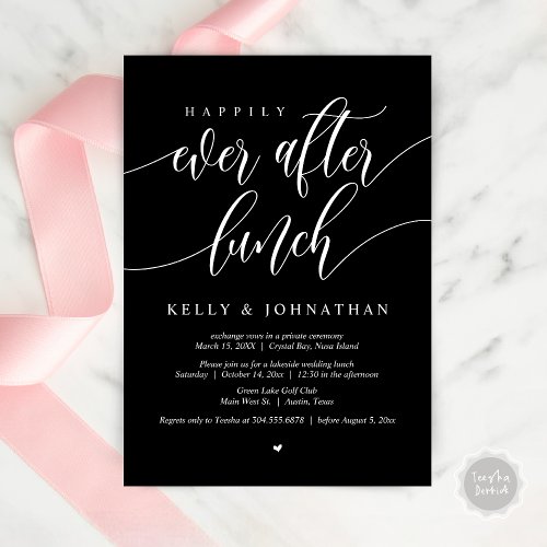 Happily Ever After Wedding Lunch in Classy Black Invitation