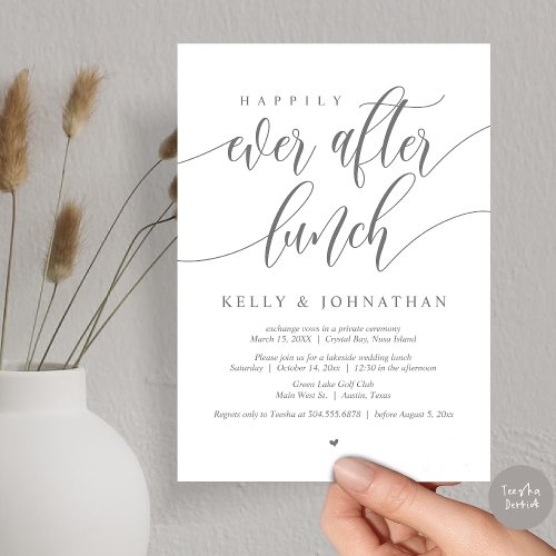 Happily Ever After Wedding Lunch in Dark Grey Invitation