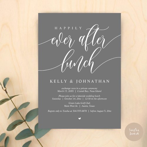 Happily Ever After Wedding Lunch in Dark Grey Invitation