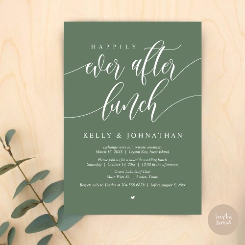 Happily Ever After Wedding Lunch in Sage Green Invitation