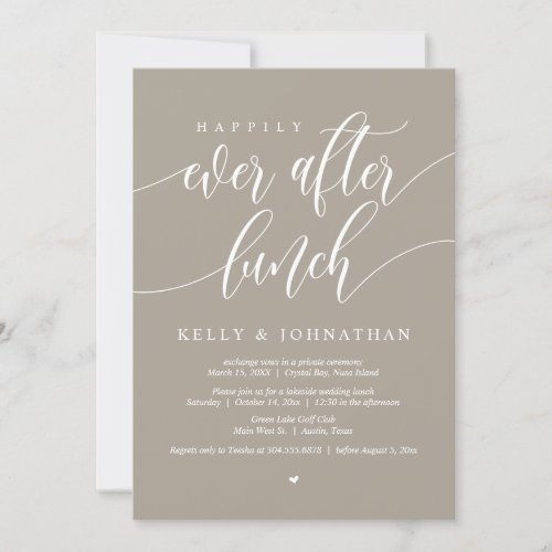 Happily Ever After Wedding Lunch in Simply Taupe Invitation