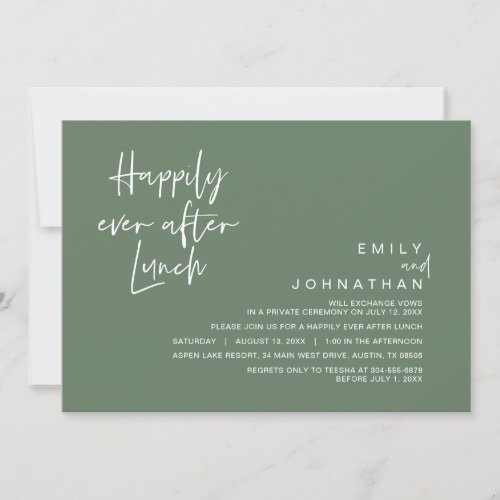 Happily Ever After Wedding Lunch Sage Green Invitation