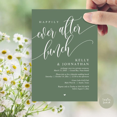 Happily Ever After Wedding Lunch Sage Green Invitation