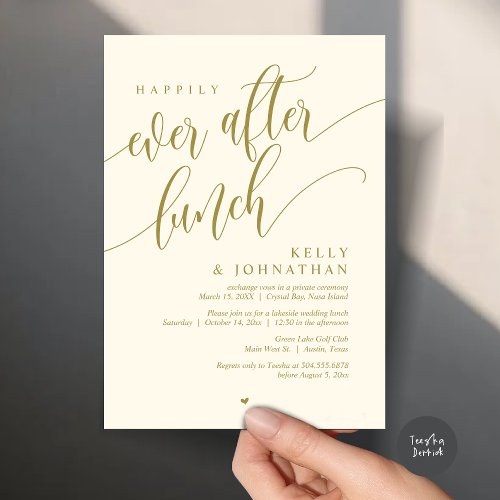 Happily Ever After Wedding Lunch Yellow Gold Invitation