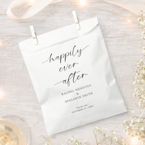 Happily Ever After Wedding Minimal Script Elegant  Favor Bag