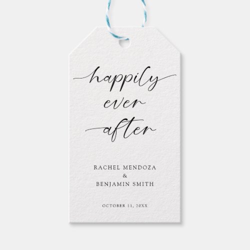 Happily Ever After Wedding Minimal Script Elegant  Gift Tags