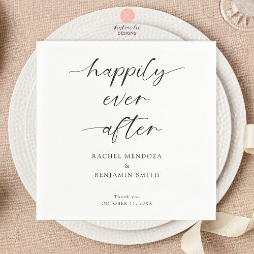Happily Ever After Wedding Minimal Script Elegant Napkins