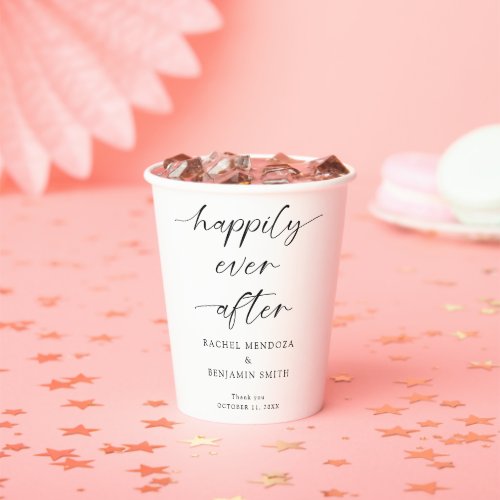 Happily Ever After Wedding Minimal Script Elegant Paper Cups