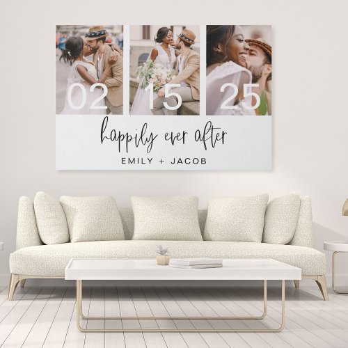 Happily Ever After Wedding Minimalist Simple Faux Canvas Print