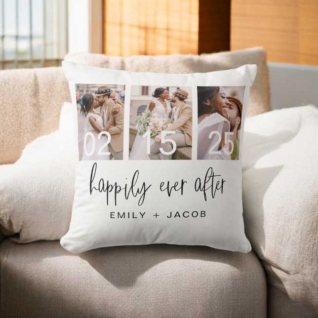 Happily Ever After Wedding Minimalist Simple Throw Pillow (Creator Uploaded)