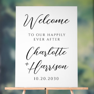 Happily Ever After Wedding Minimalist Welcome Acrylic Sign