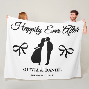 Happily Ever After Wedding Names & Date Fleece Blanket