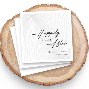 Happily Ever After Wedding Napkins: Vintage Script Napkins