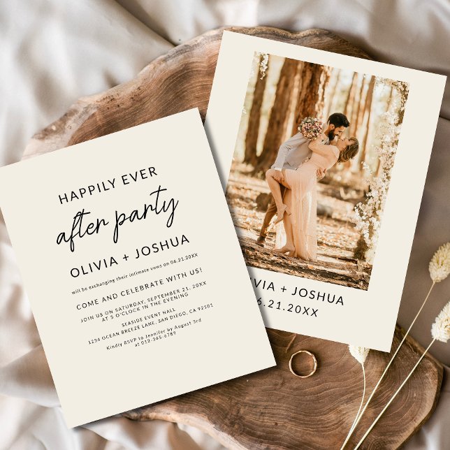 Happily Ever After Wedding Party Beige Minimalist Flyer (Creator Uploaded)