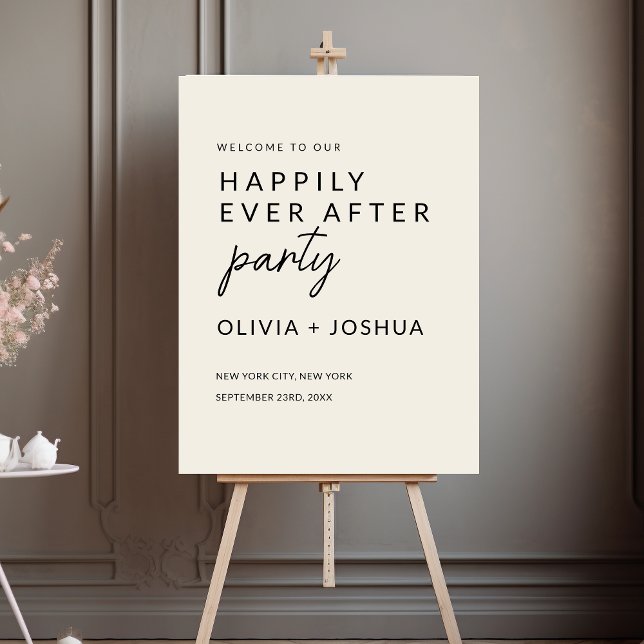 Happily Ever After Wedding Party Beige Minimalist Foam Board (Creator Uploaded)