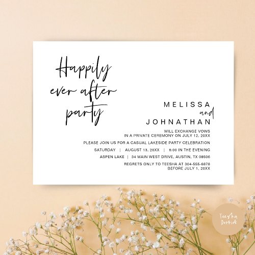 Happily Ever After Wedding Party Black and White Invitation