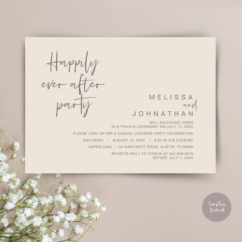 Happily Ever After Wedding Party Cream Dark Grey Invitation