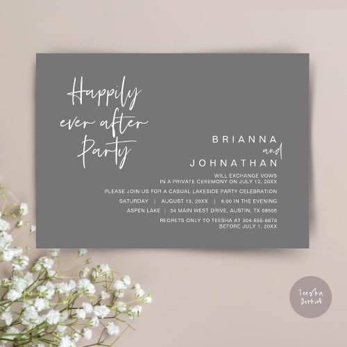 Happily Ever After Wedding Party Dark Grey Invitation