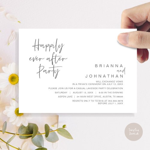 Happily Ever After Wedding Party Dark Grey Invitation