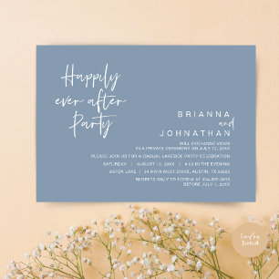 Happily Ever After Wedding Party, Dusty Blue Invitation
