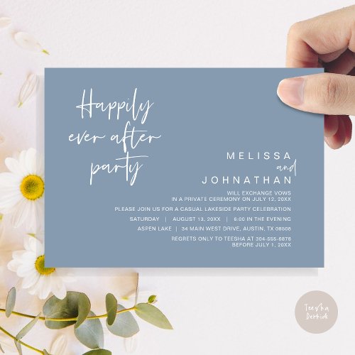 Happily Ever After Wedding Party Dusty Blue Invitation