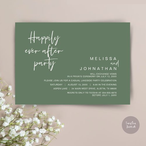 Happily Ever After Wedding Party Forest Sage Gree Invitation