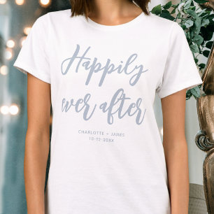 Happily ever after Wedding Personalized Dusty Blue T-Shirt