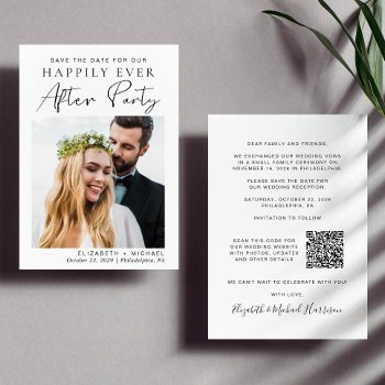 Happily Ever After Wedding Photo Qr Code Reception Save The Date by JulieHortonDesigns at Zazzle