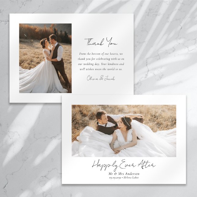 Happily Ever After Wedding Photo Thank You Card (Creator Uploaded)