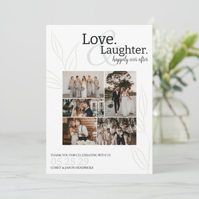 Happily Ever After Wedding Photo Thank You Card (Standing Front)