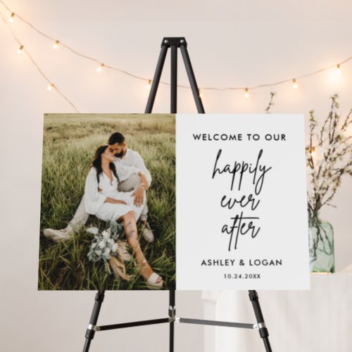 Happily Ever After Wedding Photo Welcome Sign