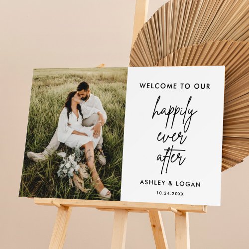 Happily Ever After Wedding Photo Welcome Sign