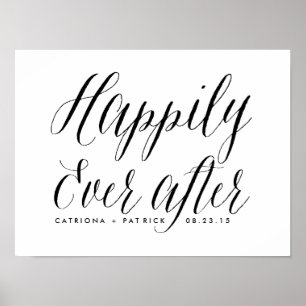 Happily Ever After Wedding Poster   Black