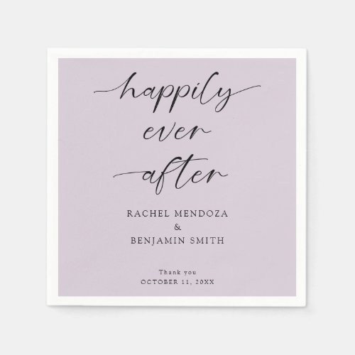 Happily Ever After Wedding Purple Script Elegant  Napkins