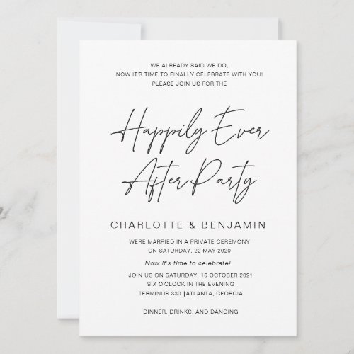 Happily Ever After Wedding Reception Elopement Invitation