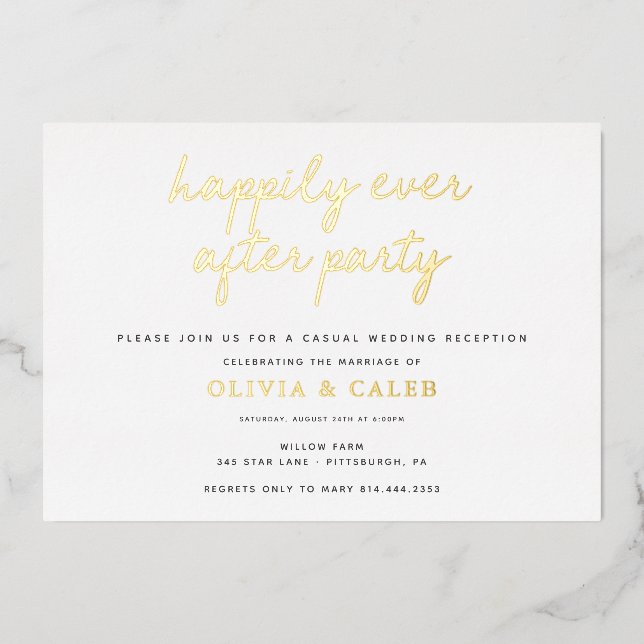 Happily Ever After Wedding Reception  Foil Invitation (Front)