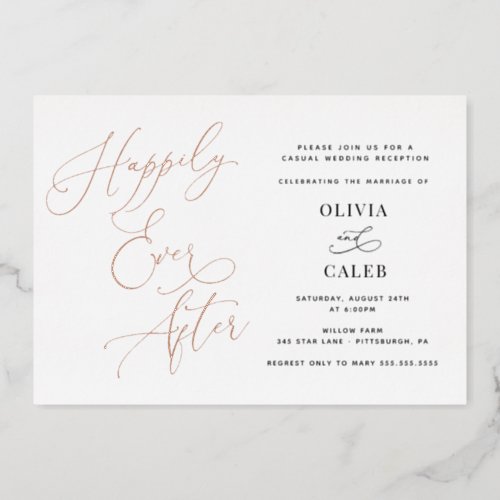 Happily Ever After Wedding Reception Foil Invitation