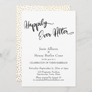 Happily Ever After Wedding Reception Gold Confetti Invitation