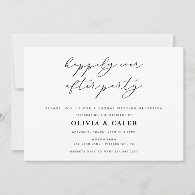 Happily ever after Wedding Reception invitation (Front)