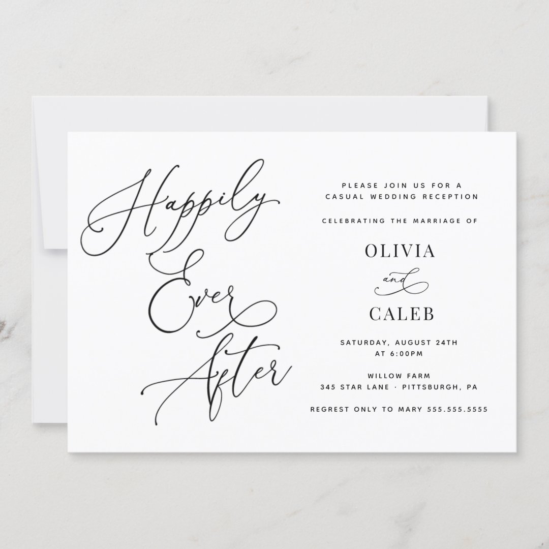 Happily Ever After Wedding Reception Invitation | Zazzle