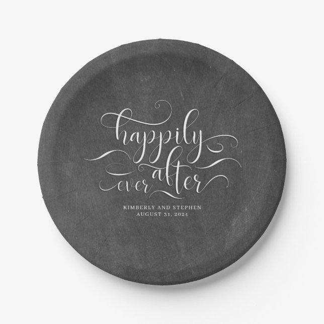 Happily Ever After Wedding Reception Paper Plates (Front)